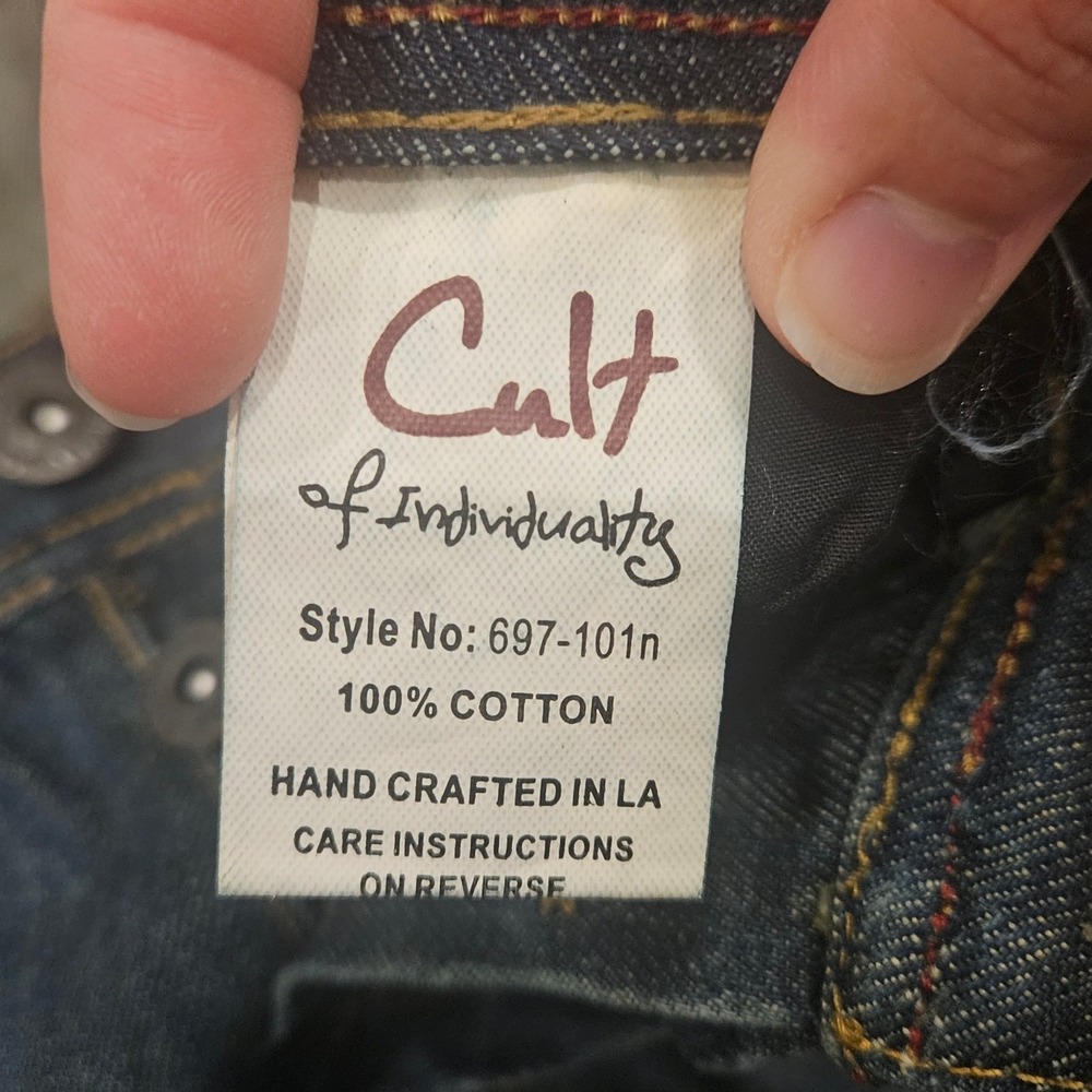 Cult Of‎ Individuality Jeans Size 36x34 Hagen Straight Leg Dark Wash Distressed - Picture 13 of 13